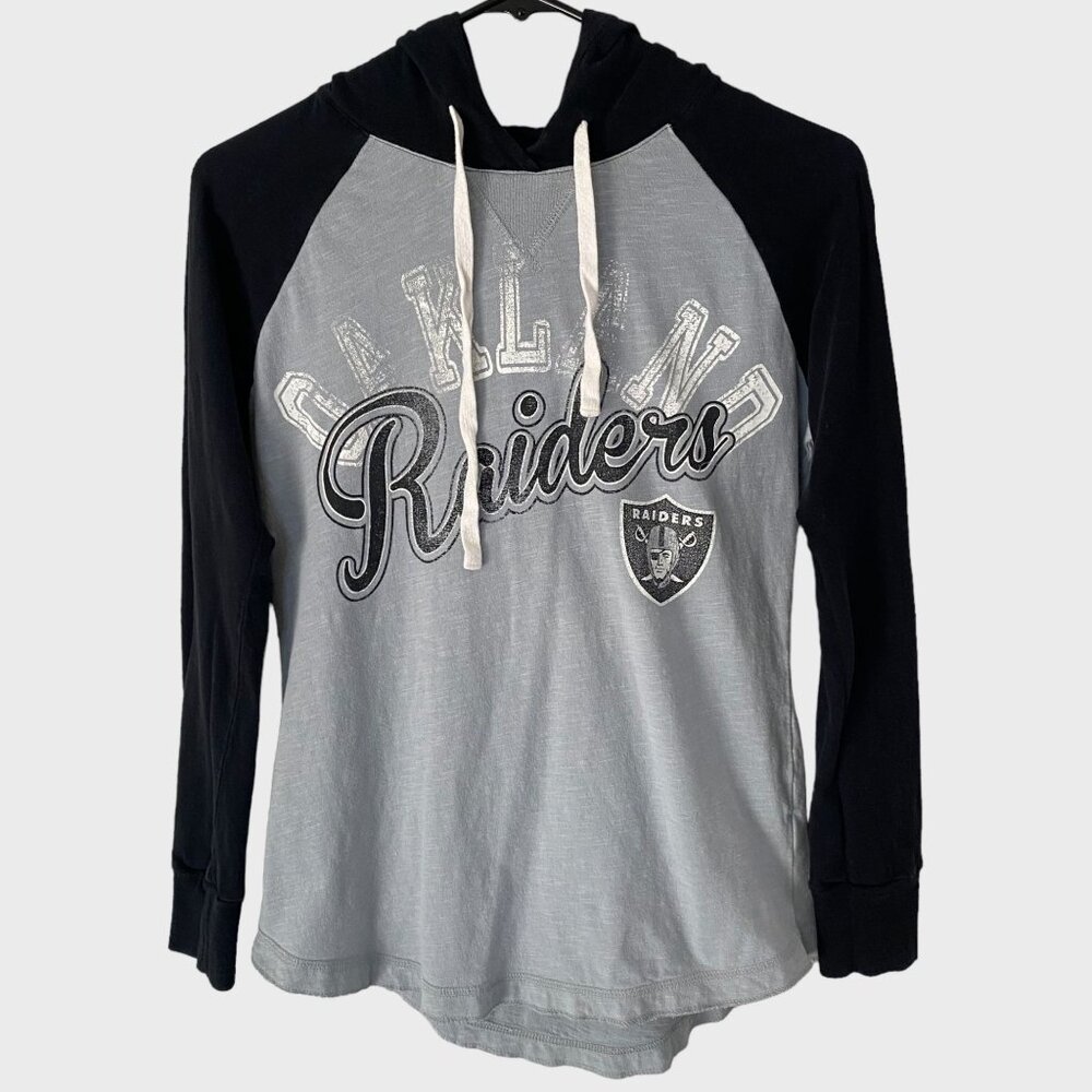 NFL Oakland Raiders Hoodie Women's Small Gray Black Pullover Football Sweatshirt - Picture 1 of 13